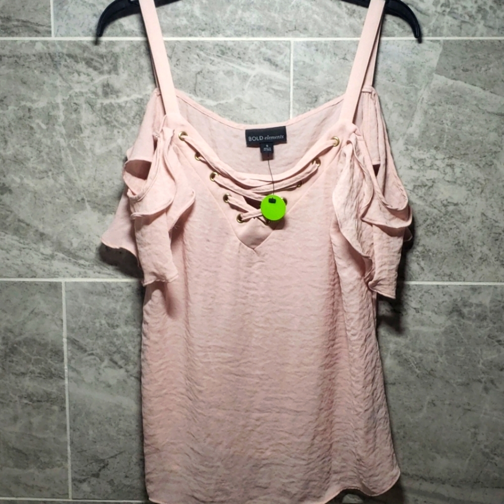 Ligh pink blush cold shoulder top